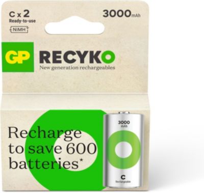 Pile rechargeable GP C ReCyckO lot de 2 3000mAh