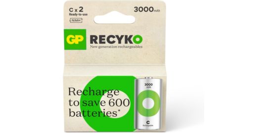 Pile rechargeable GP C ReCyckO+ lot de 2 3000mAh