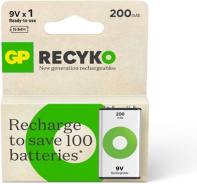 Pile rechargeable GP 9V ReCyckO 1 pile 200mAh