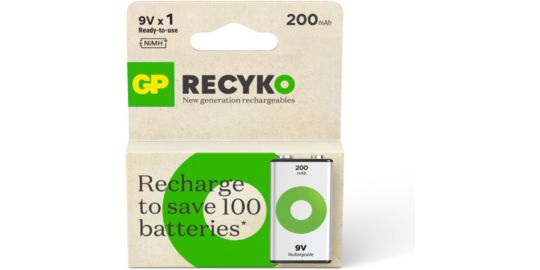 Pile rechargeable GP 9V ReCyckO+ 1 pile 200mAh