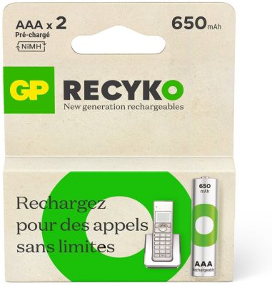 Pile rechargeable GP AAA ReCyckO 650 mAh lot de 2