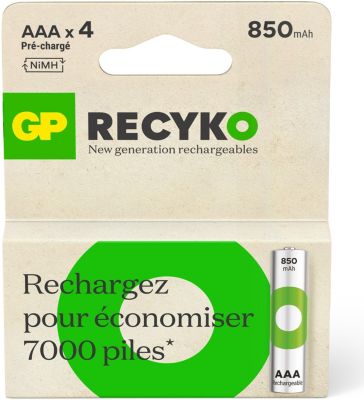Pile rechargeable GP AAA ReCyckO lot de 4 850mAh