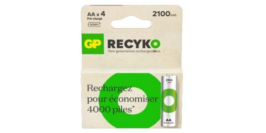 Pile rechargeable GP LR06 ReCyckO+ lot de 4 2100mAh