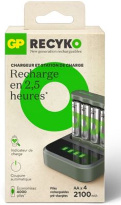 Chargeur secteur GP + LR06 AA x4 2100mAh + station de charge