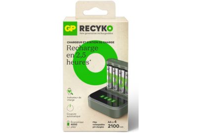 Chargeur de batterie GP + LR06 AA x4 2100mAh + station de charge