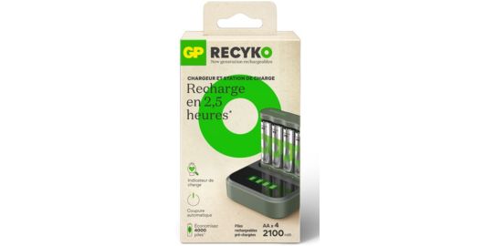 Chargeur de batterie GP + LR06 AA x4 2100mAh + station de charge