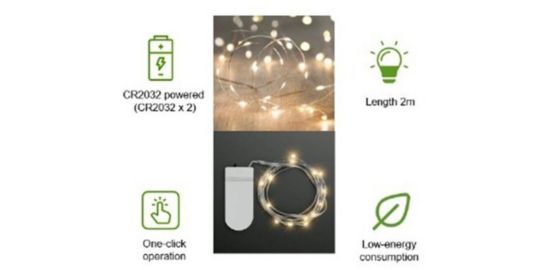 Pile GP x10 CR2032 + Guirlande LED