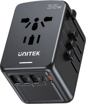 Chargeur secteur UNITEK Adaptateur multi pays USB-C 35W