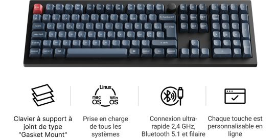 Clavier gamer sans fil KEYCHRON V6 Max QMK/VIA Wireles