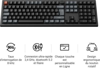 Clavier gamer sans fil KEYCHRON V6 Ultra 8K Swappable RGB Backlight
