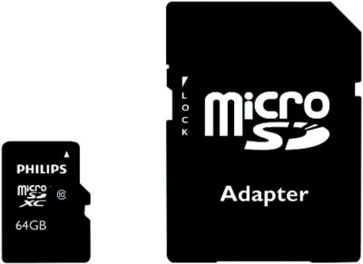 Carte Micro SD PHILIPS Micro SDXC 64Go - classe 10 + adaptateur Carte Micro SD PHILIPS Micro SDXC 64Go - classe 10 + adaptateur