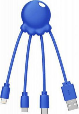Câble Lightning XOOPAR Cable Multi-connecteur Octopus Eco Bleu