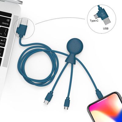 Câble trio XOOPAR Cable Multi-connecteur Mr Bio Long Bleu
