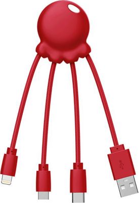 Câble Lightning XOOPAR Cable Multi-connecteur Octopus Rouge