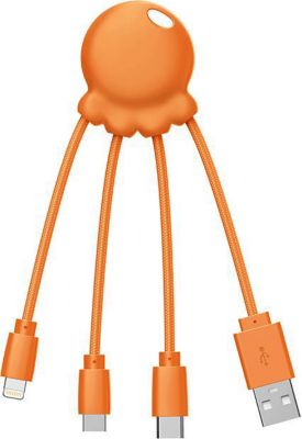 Câble Lightning XOOPAR Cable Multi-connecteur Octopus Orange