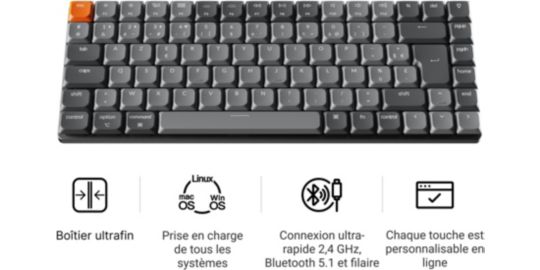 Clavier gamer sans fil KEYCHRON K3 Max QMK/VIA Wireless