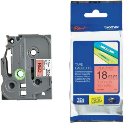 Etiquette BROTHER TZe441 18mm Noir/Rouge