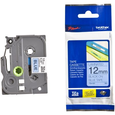 Etiquette BROTHER TZe531 12mm Noir/Bleu
