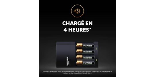 Chargeur de piles DURACELL AA/AAA x2 + Chargeur CEF14