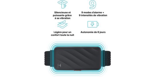 Bracelet de réveil HOMEDICS réveil silencieux WakeBand Noire
