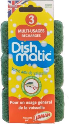 Désinfectant DISHMATIC eponges grattantes vertes x3