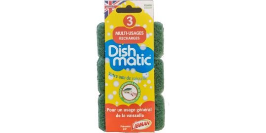 Désinfectant DISHMATIC eponges grattantes vertes x3