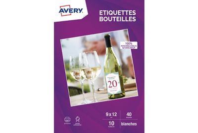 Papier créatif AVERY 40 Etiquettes pour bouteille 12x9cm
