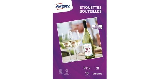 Papier créatif AVERY 40 Etiquettes pour bouteille 12x9cm