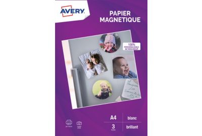 Papier créatif AVERY 3 Papiers magnétiques brillants A4