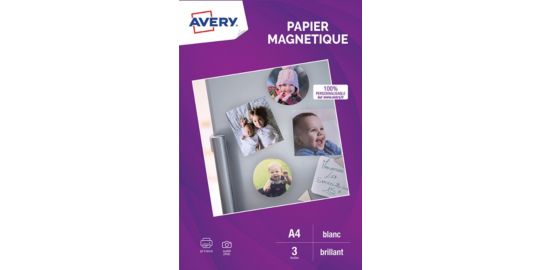 Papier créatif AVERY 3 Papiers magnétiques brillants A4