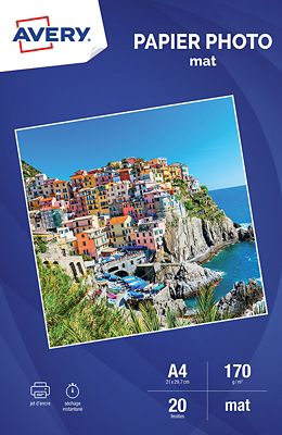 Papier photo AVERY 20 Photos mates A4 170g/m² Papier photo AVERY 20 Photos mates A4 170g/m²
