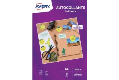 Papier créatif AVERY 8 Autocollants blanc brillant