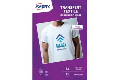 Papier créatif AVERY 15 Transferts T-shirt blancs/clairs A4