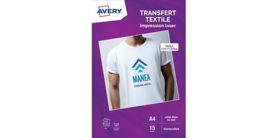 Papier créatif AVERY 15 Transferts T-shirt blancs/clairs A4
