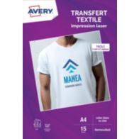 Papier créatif AVERY 15 Transferts T-shirt blancs/clairs A4