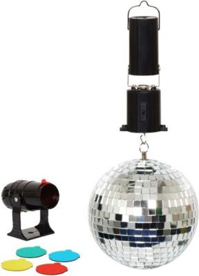 Jeu de lumières CHEEVALRY Boule à facettes 15cm avec moteur+Spot