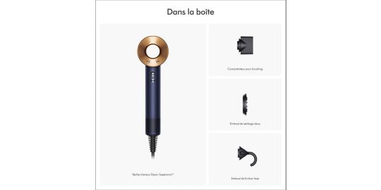Sèche cheveux DYSON Supersonic cheveux raides à ondulés bleu de prusse cuivré
