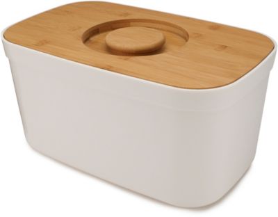 Boîte à pain moderne de grande capacité avec couvercle en bambou écologique pour table à découper Blanc
