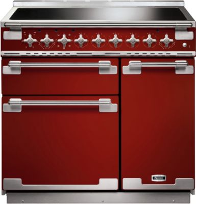 Piano de cuisson induction FALCON ELISE 90 ROUGE CERISE NICKEL BROSSÉ