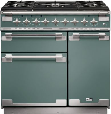 Piano de cuisson Infusion 110cm mixte 2 fours + 1 grill / 6 foyers gaz Vert  minéral mat Chromé - Falcon Réf. INF110DFMG/-EU