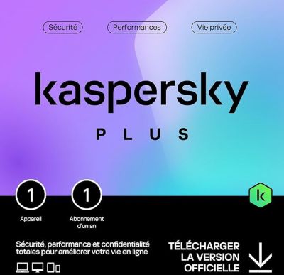 Logiciel antivirus et optimisation KASPERSKY Plus 1 appareil 1 an