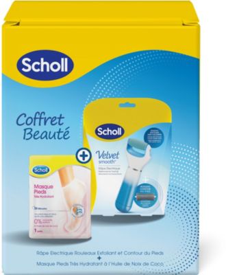 Râpe électrique pied SCHOLL Rape exfoliante + masque hydratant
