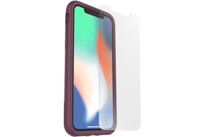 Pack OTTERBOX iPhone X/Xs Coque wine + Verre trempé