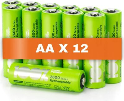 Pile rechargeable 100% PEAKPOWER Piles AA Rechargeables Lot de 12 100%PP