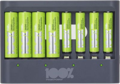 Chargeur Piles Rechargeables AA et AAA - 4 Piles AA Minh Rechargeables  incluses, 100%PEAKPOWER, Chargeur Rapide avec USB 4 Piles au meilleur  prix