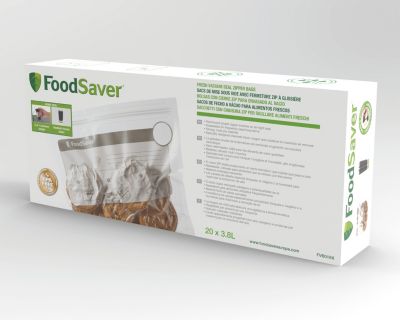 sac de conservation food saver fvb016x01 lot 20 sacs avec zip 3.79l