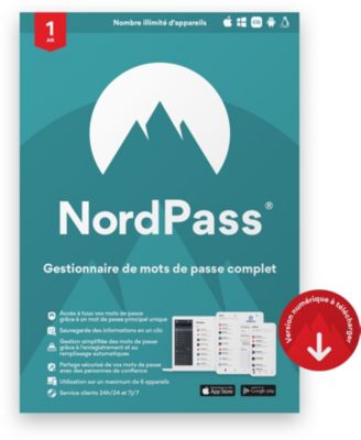 Logiciel antivirus et optimisation NORDVPN NordPass Premium 1 an d'abonnement