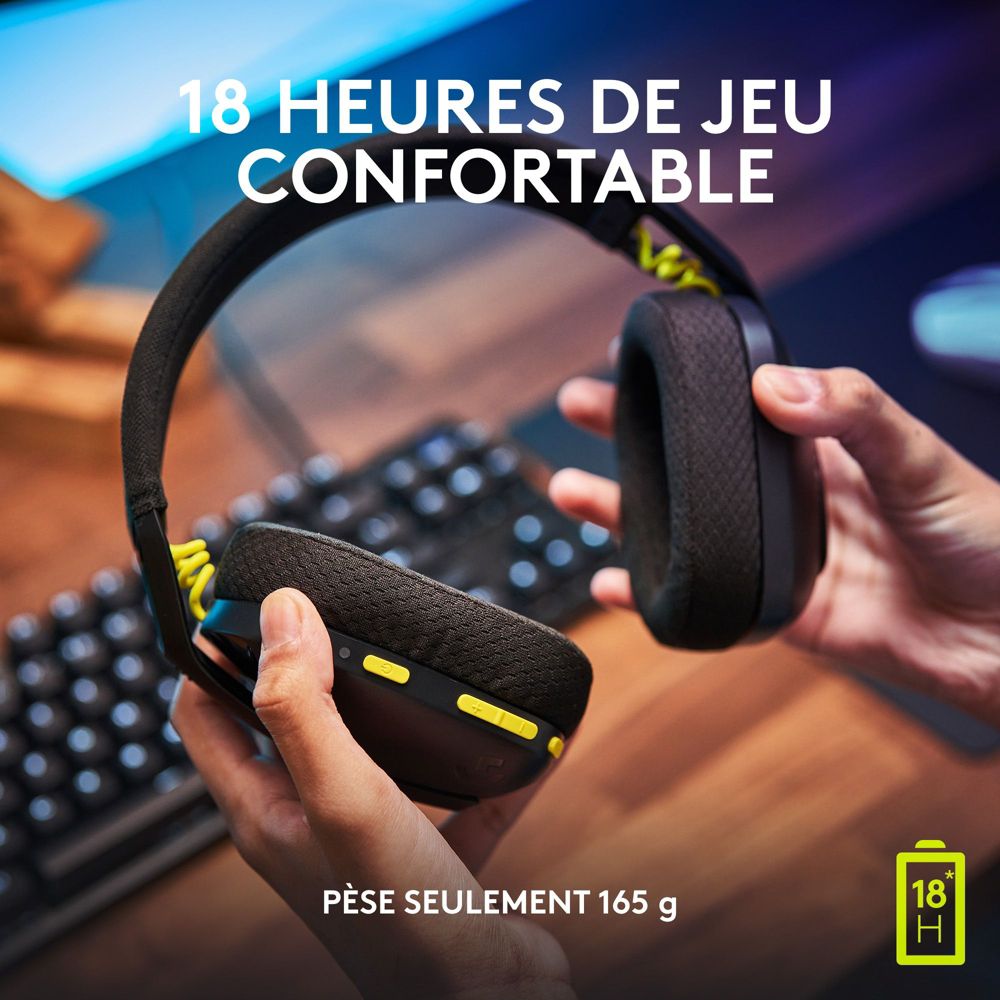 Logitech G435 LIGHTSPEED & Bluetooth sans Fil Casque Gaming, Casque léger  circum-auriculaire, Micro intégré, Batterie