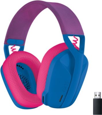 Casque pour console Konix Casque gaming filaire Geek Girl Crystal Blanc et  rose