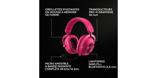 Casque gamer LOGITECH PRO X 3 LIGHTSPEED Magenta